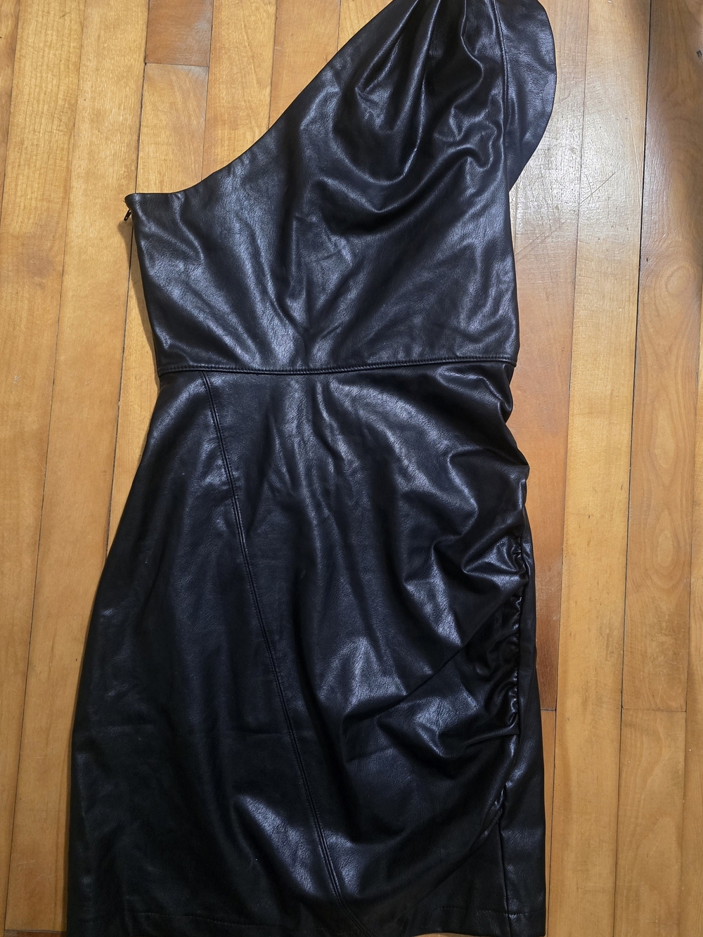 Express One-Shoulder Black Faux Leather Dress